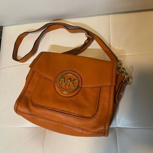 Michael Kors Burnt Orange Soft Pebble Leather Shoulder Bag